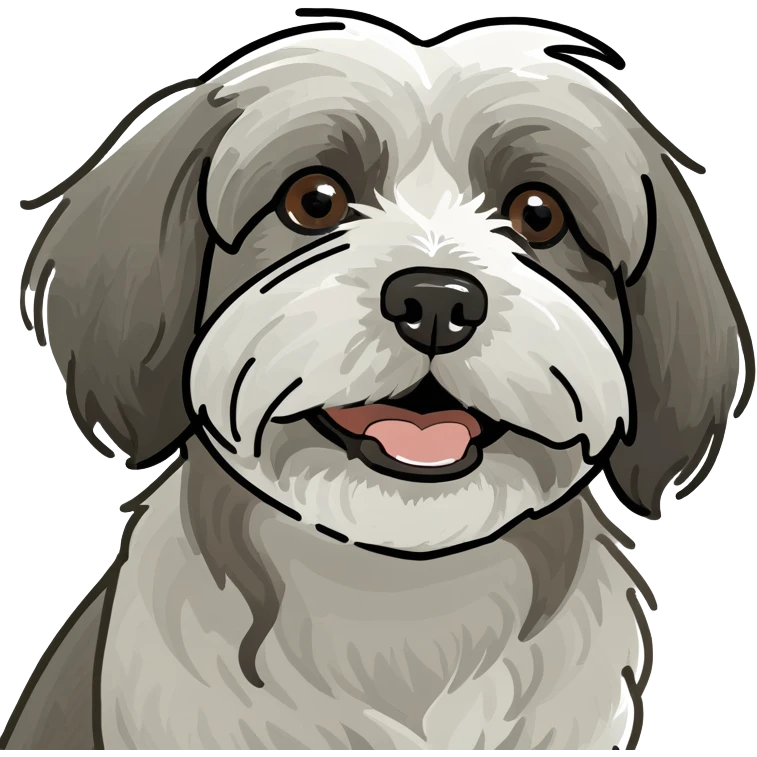 a Havanese dog eating a pup cup￼ emoji