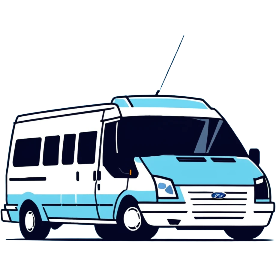 electric light blue Ford Transit passenger van emoji