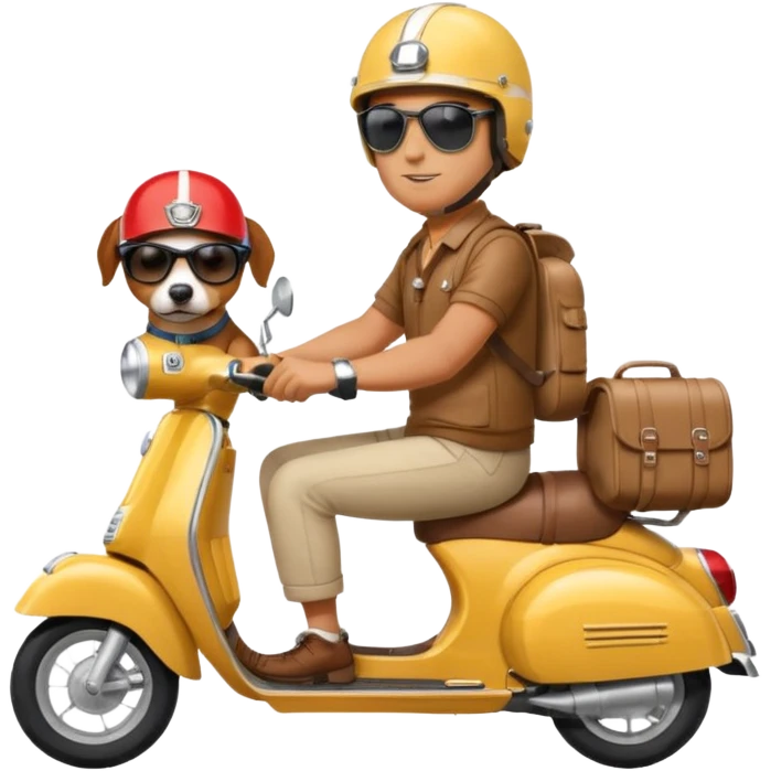 man and his pet dog riding a vespa emoji