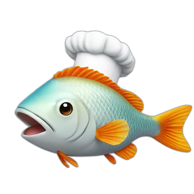 Fish with a chefs hat emoji