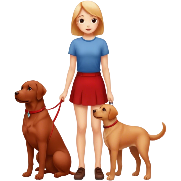 Girl stood next to red Labrador  emoji