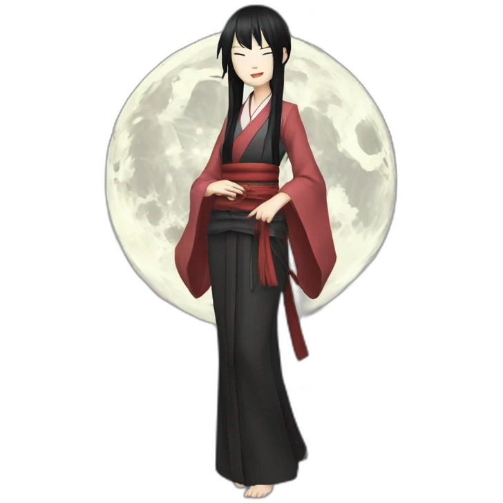 Hotaru Tomoe black hair and moon emoji