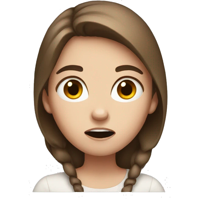Scared white girl with brown hair  emoji