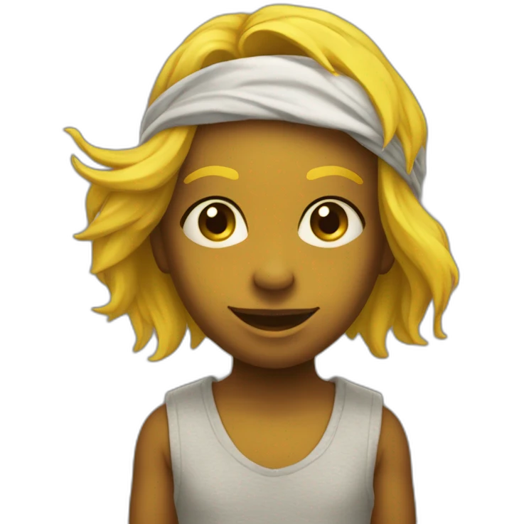 tete emodji jaune avec un bandana de nija sur la tete emoji