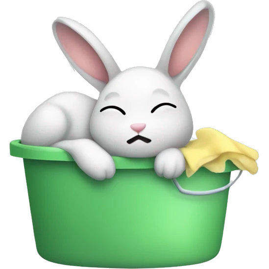 Sleepy bunny cleaning emoji