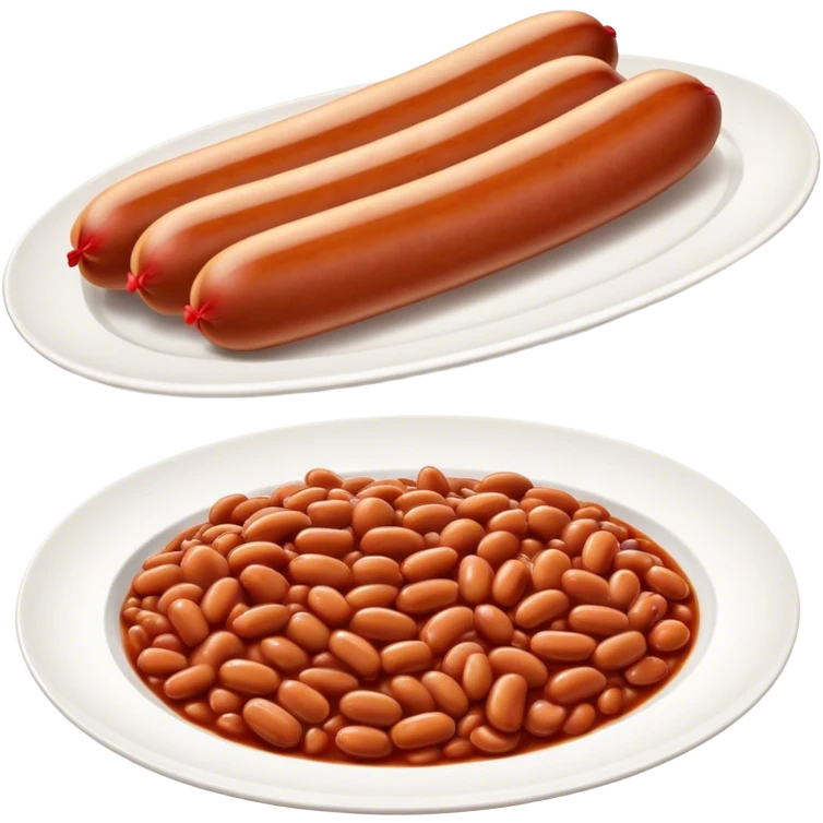 Sausage with baked beans on one plate emoji