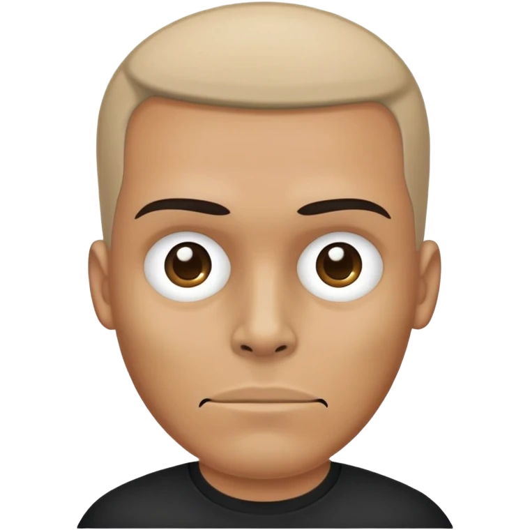 man with oval-shaped flat-top head wearing a black shirt with a gray skull on the front emoji
