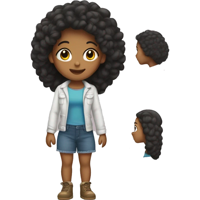 menina com cabelo liso com com ropa emoji