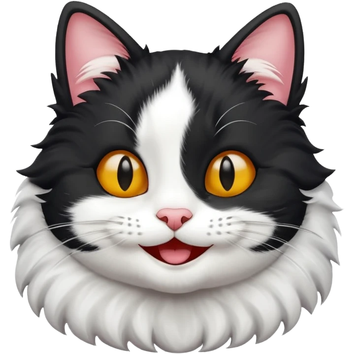 black and white cat smiling emoji