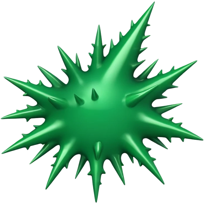 A glossy green paint splash with irregular spiky edges on a transparent background. emoji