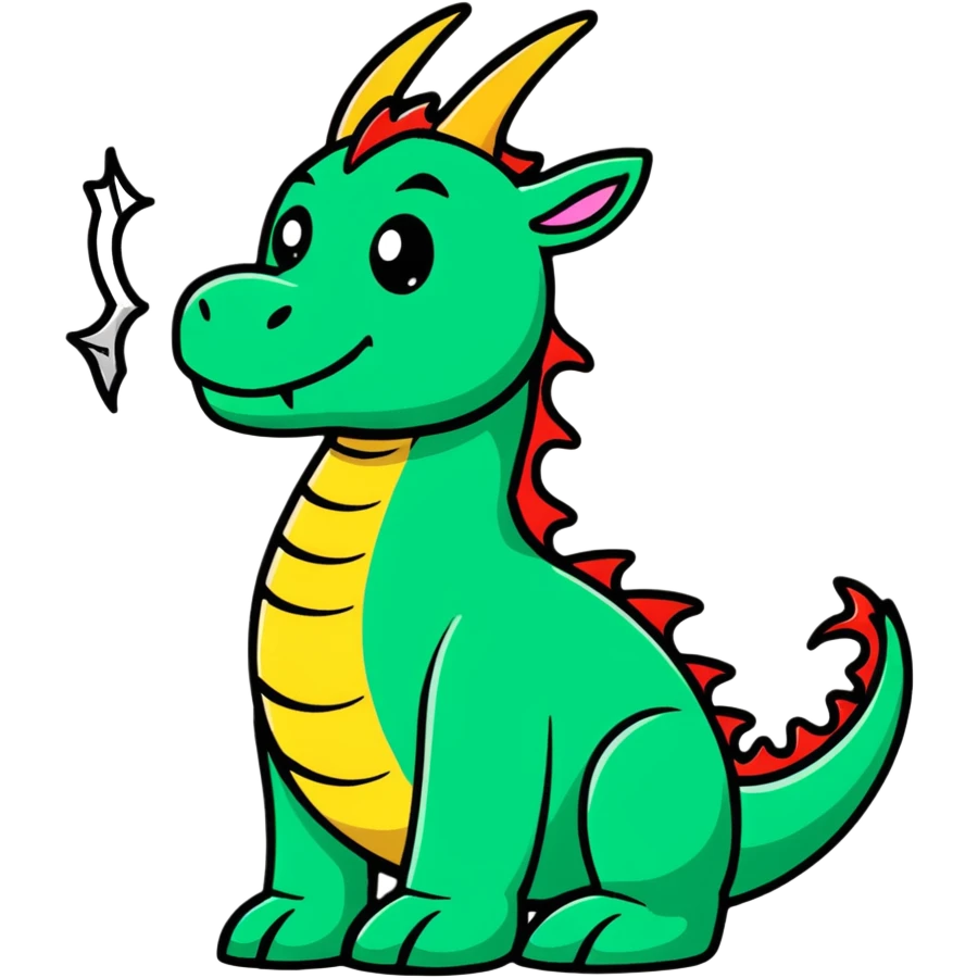 A colorful friendly cartoon dragon with wings and horns emoji