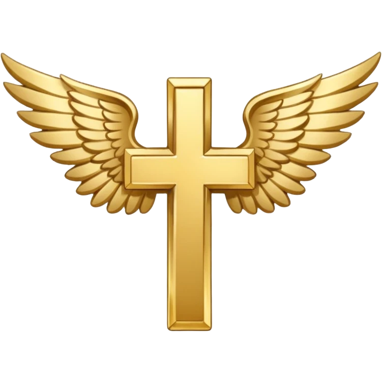 Symbol of cross with  wings on left and right (white , symbolical and biblical) emoji