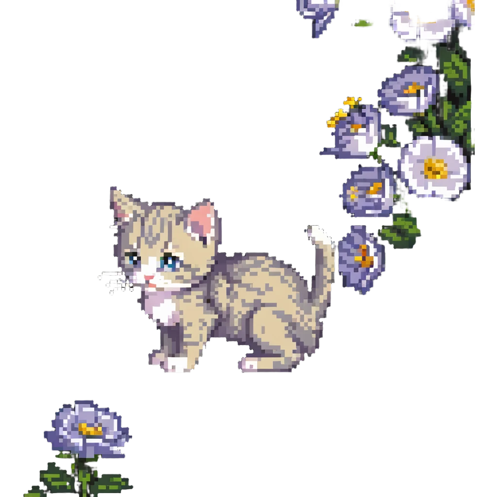 Kitten smells flowers emoji
