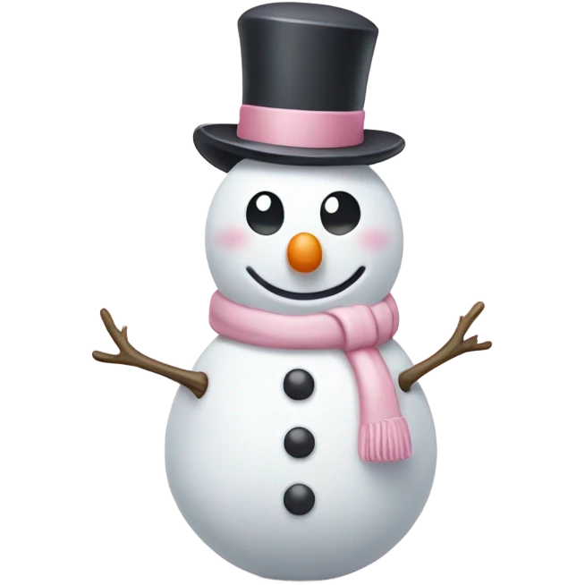 Cute white and light pink snowman emoji
