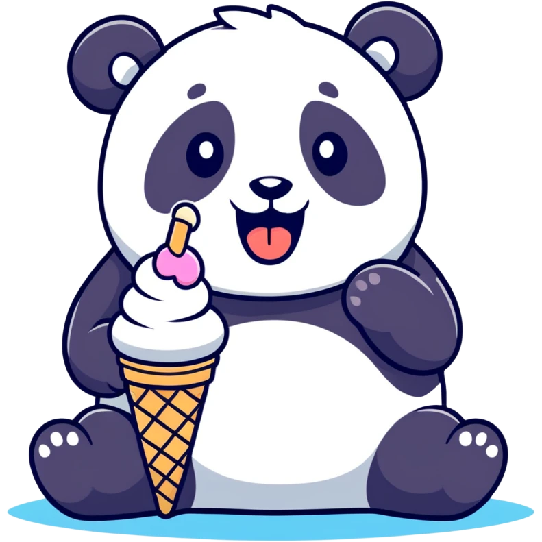 Panda eating ice cream emoji