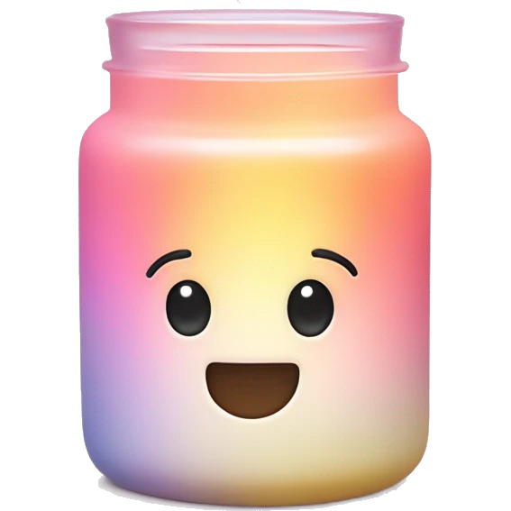 Pastel gradient hue glass jar candle with holder emoji
