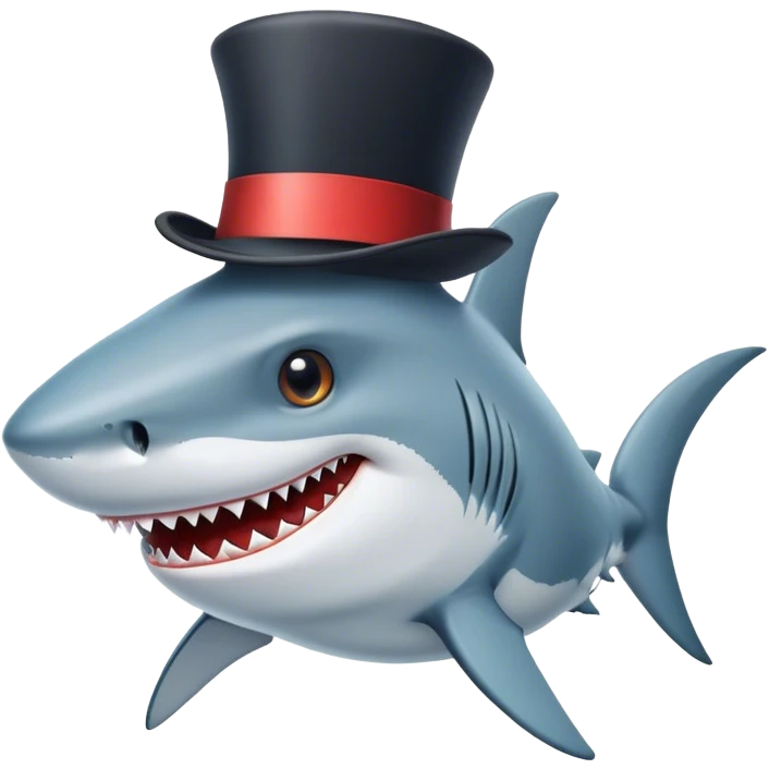 Shark with a top hat emoji