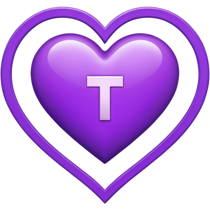 The white Letter “t” inside a Purple Heart emoji