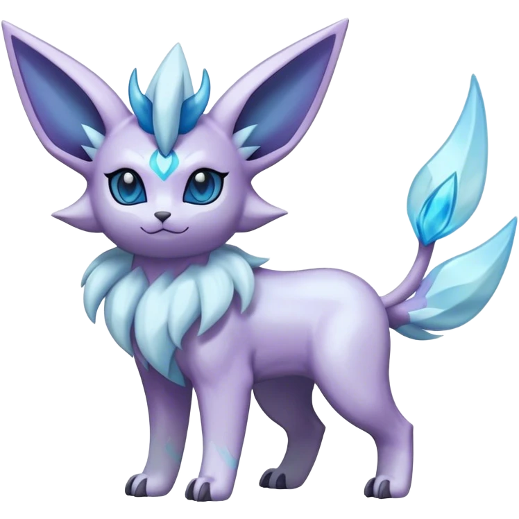 Fluffy celestial Glaceon-Espeon-dialga-hybrid, full body emoji