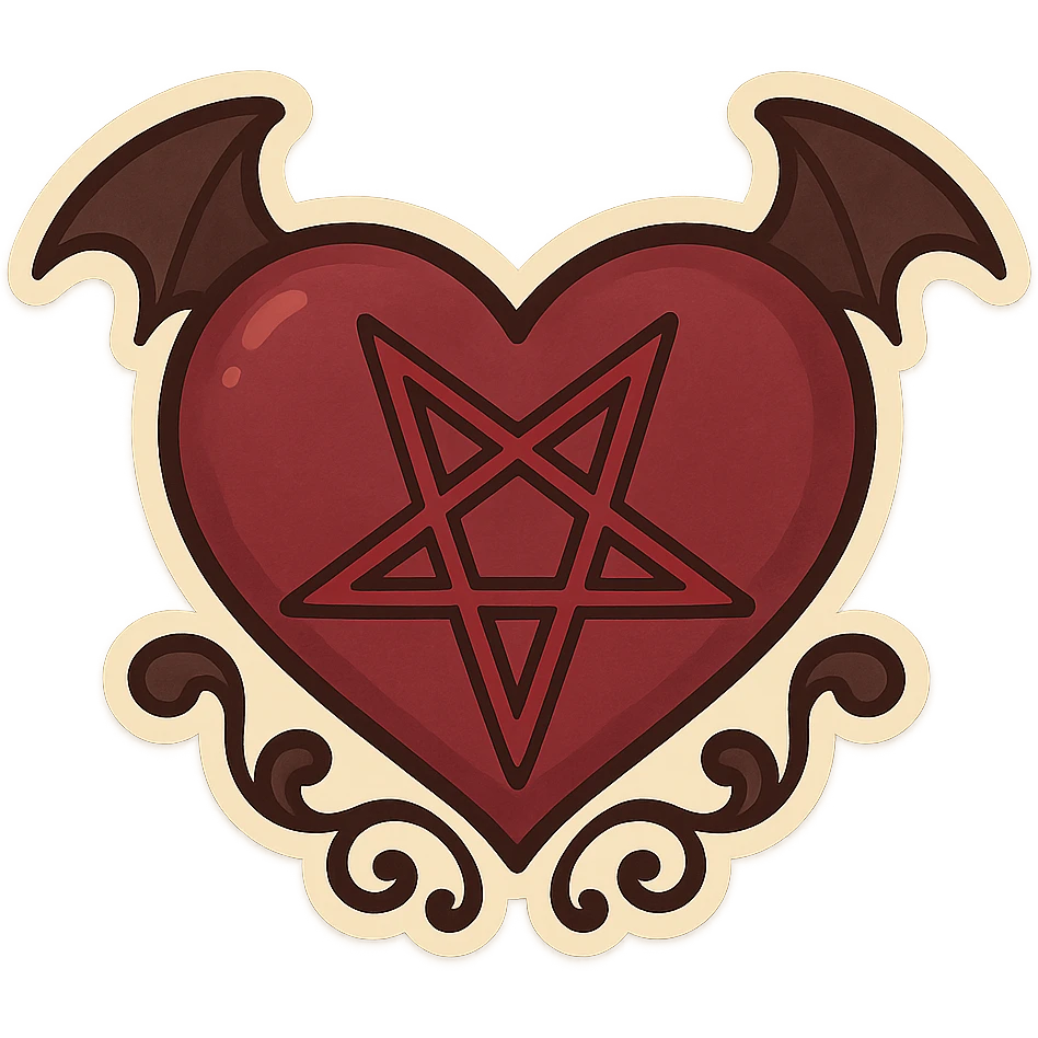 gothic heart with a pentagram emoji