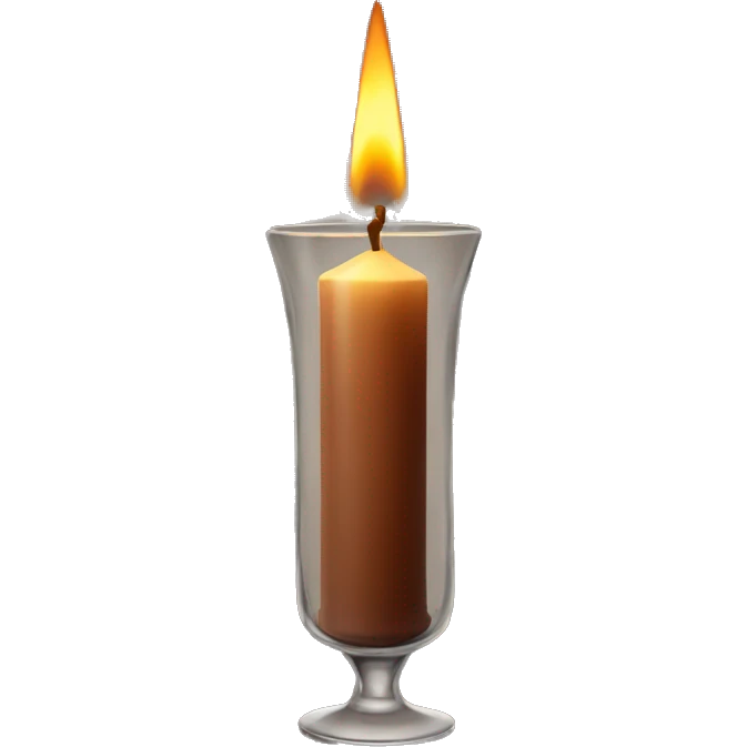 A tall brown candle in a glass container  emoji