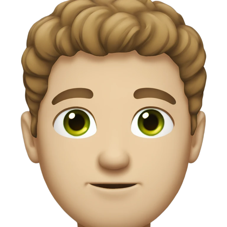 White guy with brown hair and green eyes emoji