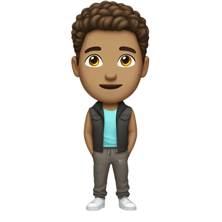 Brown hair guy light skin sweatpants looking cool emoji