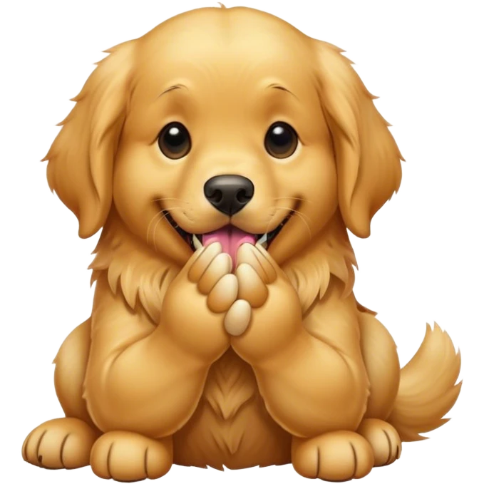 golden retriever licking his pas emoji