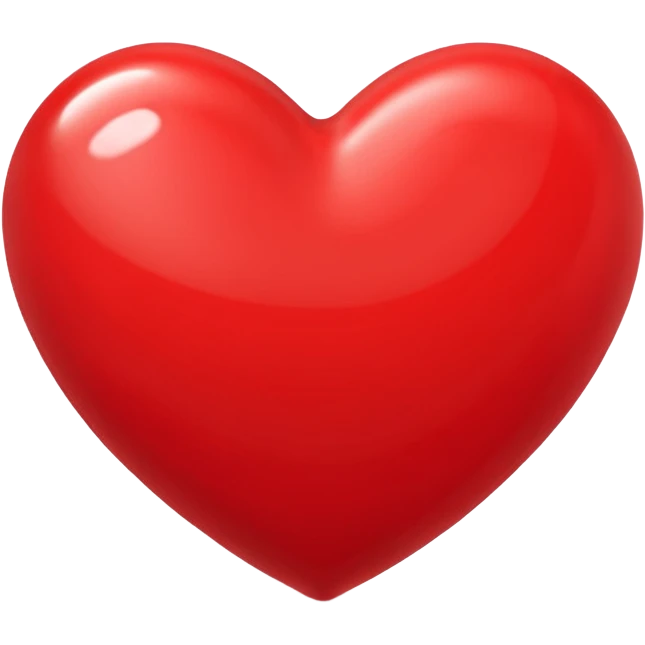 Apple-style 3D illustration of a bright red heart, centered on a clean white background, glossy and rounded, soft shadows for depth, symbolizing love, warmth, and emotion, isolated and minimal design emoji