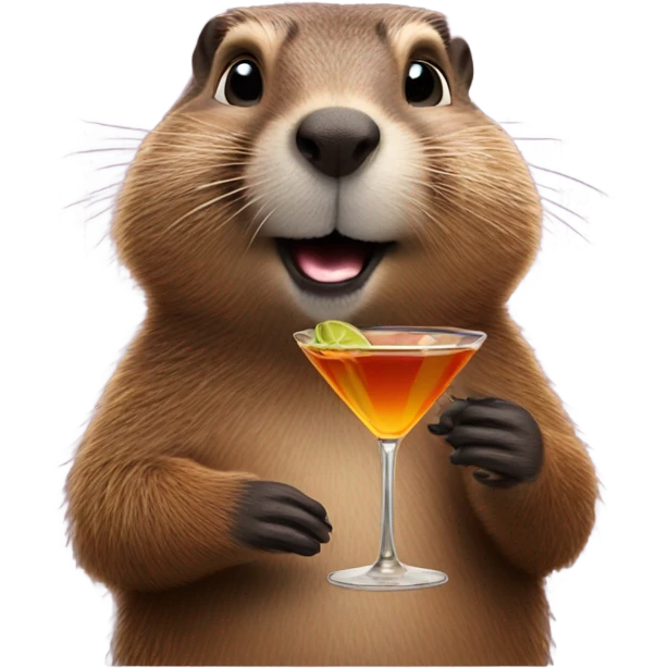 Groundhog drinking a martini emoji