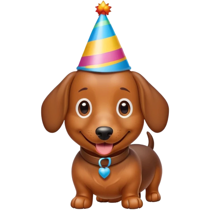Sausage dog with birthday hat emoji