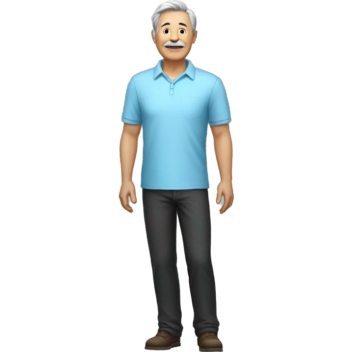 Full body : male, 70 years old. -167cm, 65kg, sky blue shirt, black pants" emoji