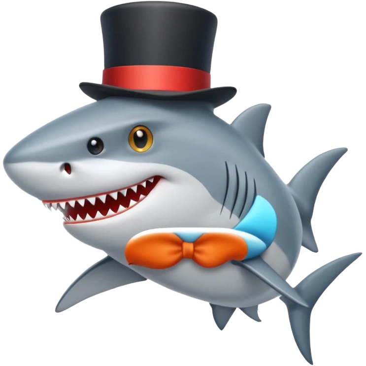 Shark with a top hat emoji