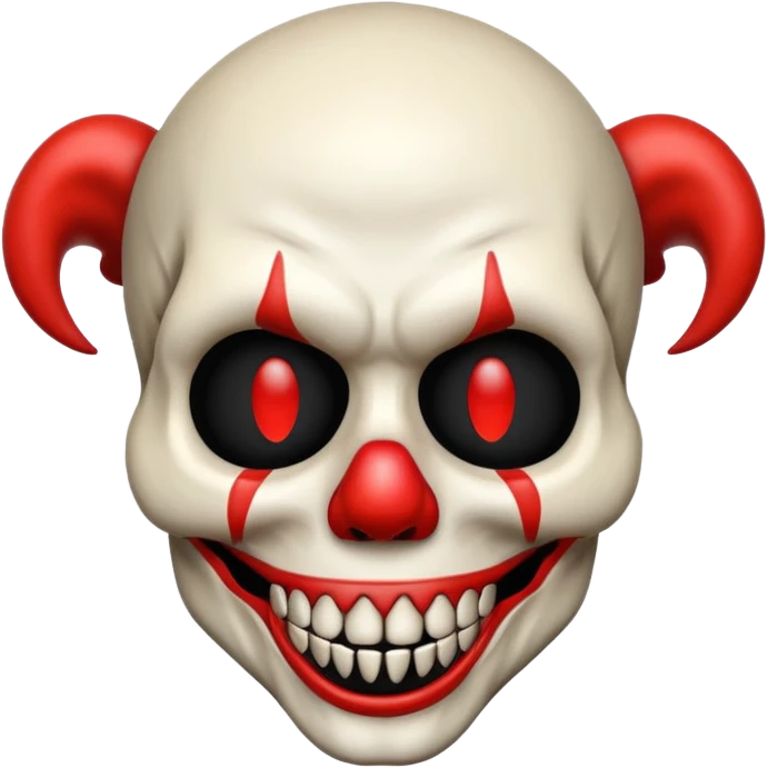 horned skull with a clown nose, no skin, no flesh, emoji style emoji