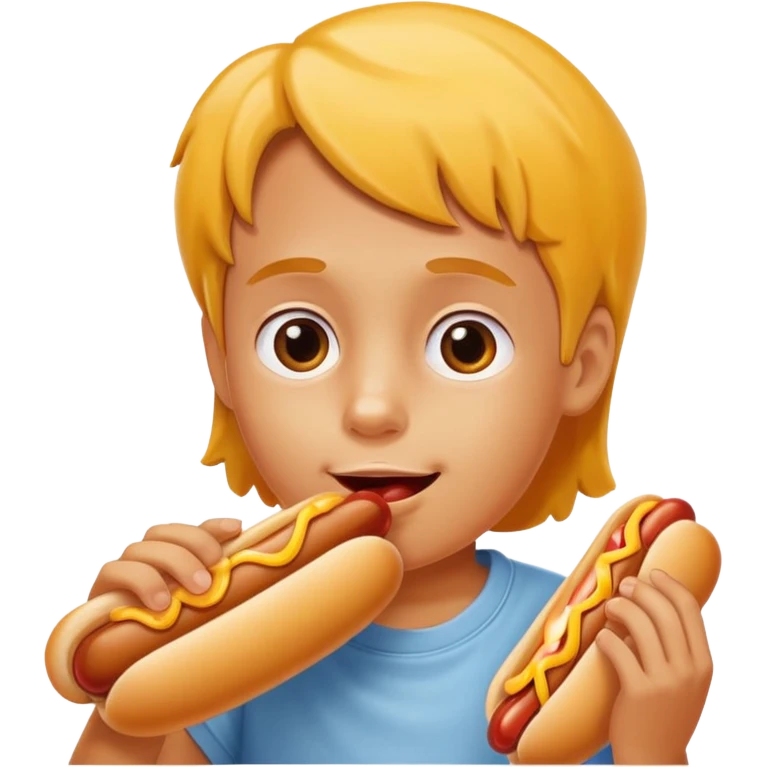 hotdog eating kid emoji