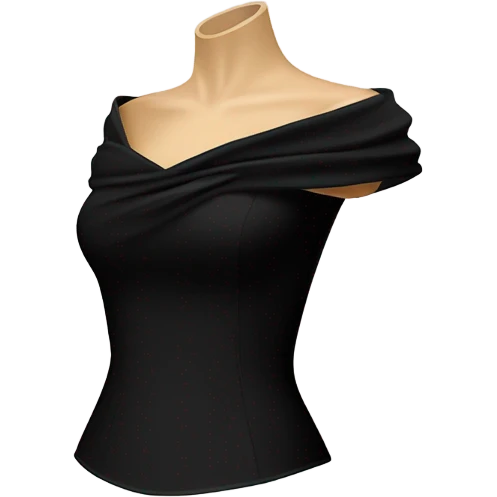 Realistic isolated side view of a black off the shoulder feminine fashion clothing top. emoji