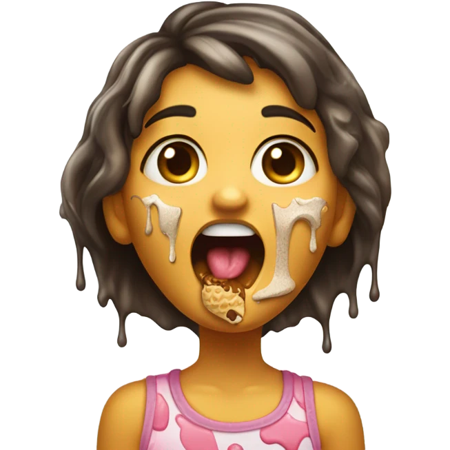 girl spilled icecream on her face emoji