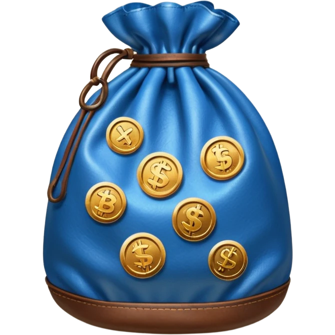 blue coins inside brown money bag emoji
