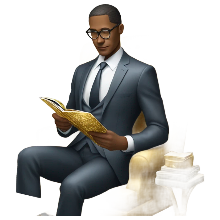 Billionaire reading gold magazine emoji