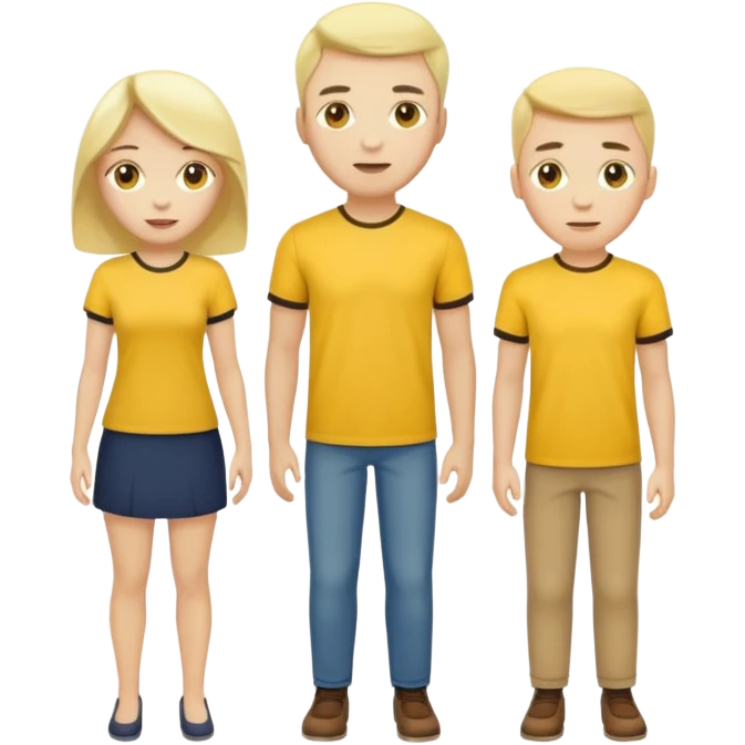 emoji cuatro personas cuerpo completo hombres y mujeres con camisa amarilla emoji