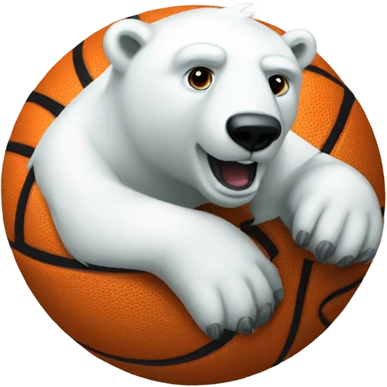 Polar bear wearing #32 with basketball  emoji
