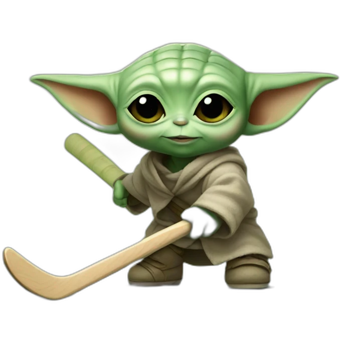 Baby yoda playing hockey emoji