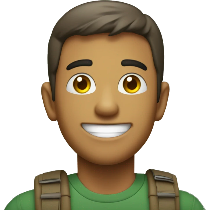Vago caminando en el bosque. Con sonrisa con un diastema  emoji