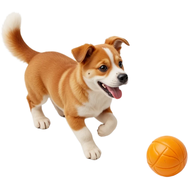 happy dog running after ball emoji