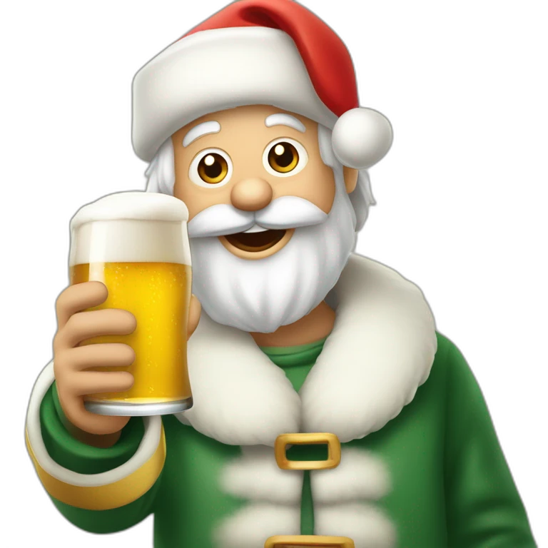 Père Noël qui offre un verre de bière à un enfant comme cadeau emoji