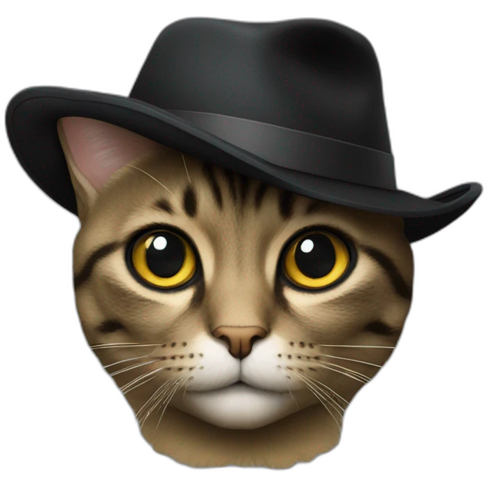 Un Chat noir avec costume lunettes et chapeau noir emoji