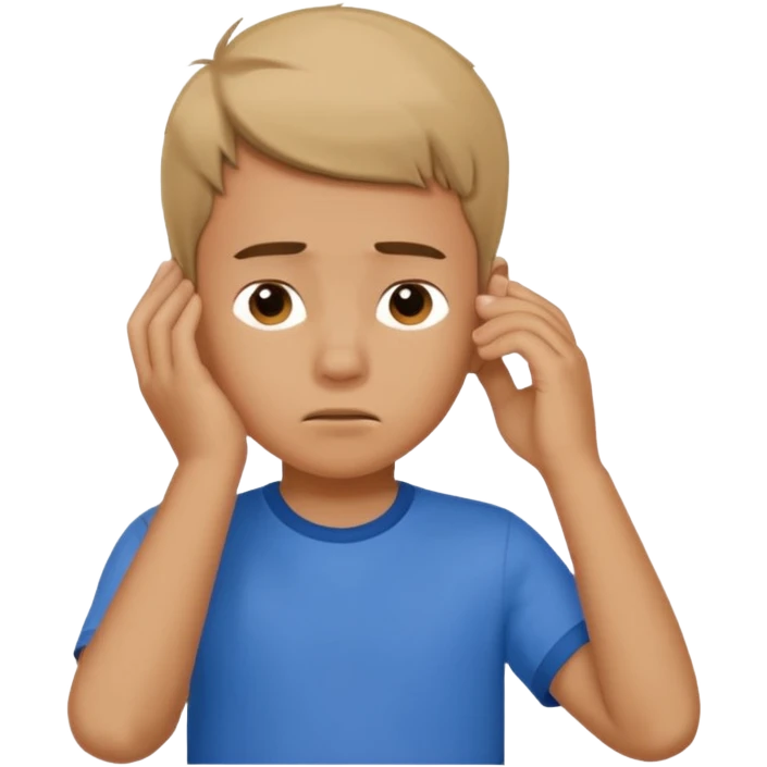 boy thinking about something and scraching his head emoji