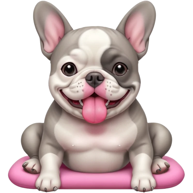 grey french buldog getting massage emoji