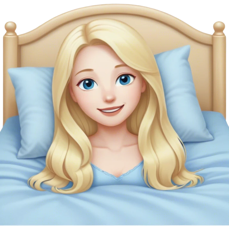 busty pawg long blonde hair pale blue eyes intimate bed pose sfw emoji