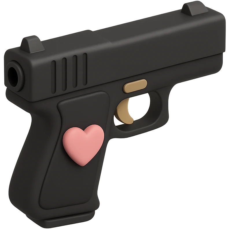 Pink heart pistol, remove background emoji
